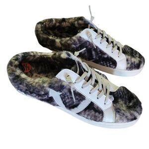 VINTAGE HAVANA faux fur slip on sneakers NEW 9.5 snake white cozy